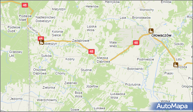 mapa Miejska Dąbrowa, Miejska Dąbrowa na mapie Targeo