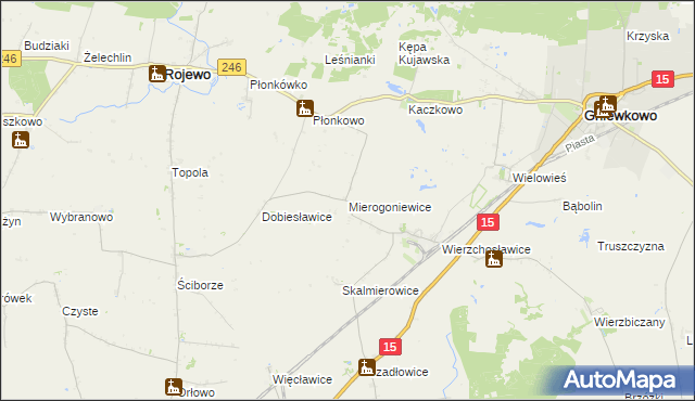 mapa Mierogoniewice, Mierogoniewice na mapie Targeo