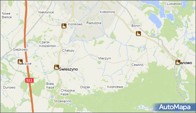 mapa Mierzym, Mierzym na mapie Targeo