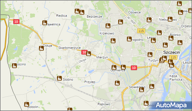 mapa Mierzyn gmina Dobra (Szczecińska), Mierzyn gmina Dobra (Szczecińska) na mapie Targeo