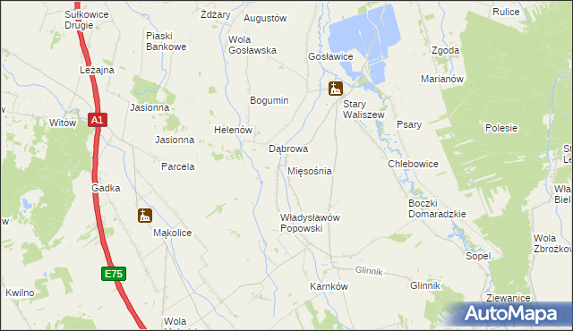 mapa Mięsośnia, Mięsośnia na mapie Targeo