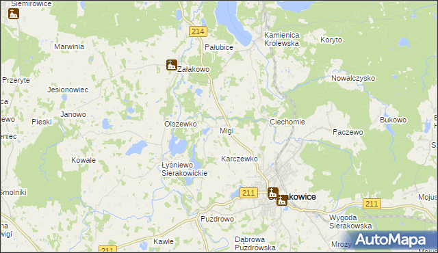 mapa Migi, Migi na mapie Targeo