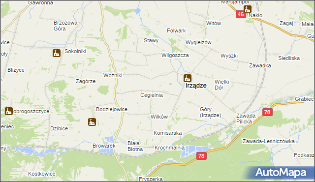 mapa Mikołajewice gmina Irządze, Mikołajewice gmina Irządze na mapie Targeo