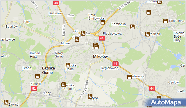 mapa Mikołów, Mikołów na mapie Targeo