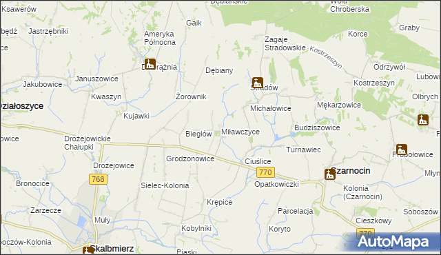 mapa Miławczyce, Miławczyce na mapie Targeo