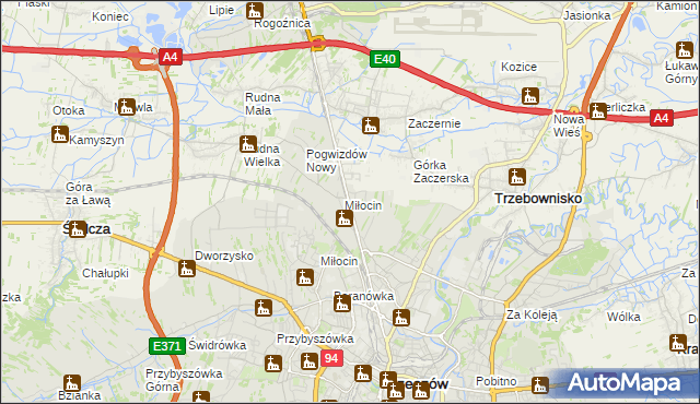 mapa Miłocin gmina Głogów Małopolski, Miłocin gmina Głogów Małopolski na mapie Targeo