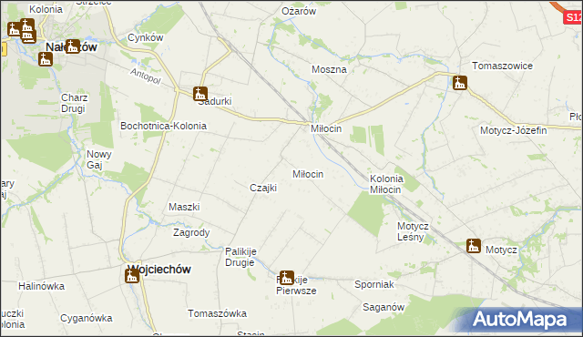 mapa Miłocin gmina Wojciechów, Miłocin gmina Wojciechów na mapie Targeo