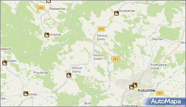 mapa Mirocin Średni, Mirocin Średni na mapie Targeo