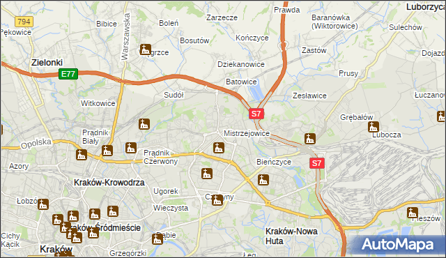 mapa Mistrzejowice, Mistrzejowice na mapie Targeo