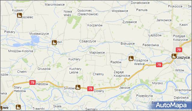 mapa Modrzany, Modrzany na mapie Targeo