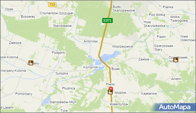 mapa Modrzejowice Osada, Modrzejowice Osada na mapie Targeo