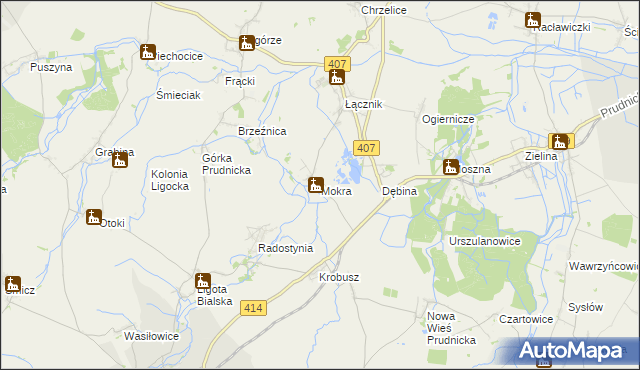 mapa Mokra gmina Biała, Mokra gmina Biała na mapie Targeo