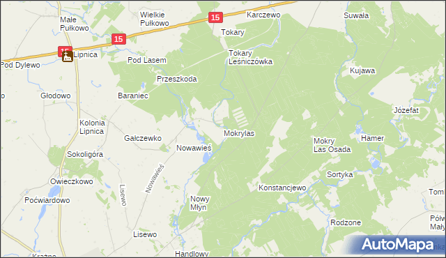 mapa Mokry Las gmina Golub-Dobrzyń, Mokry Las gmina Golub-Dobrzyń na mapie Targeo