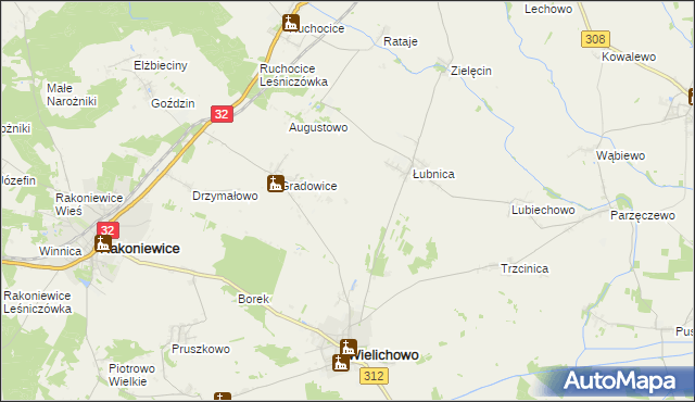 mapa Mokrzec gmina Wielichowo, Mokrzec gmina Wielichowo na mapie Targeo