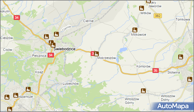 mapa Mokrzeszów, Mokrzeszów na mapie Targeo