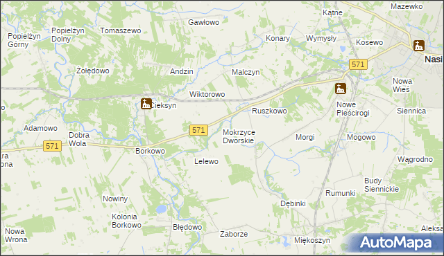 mapa Mokrzyce Dworskie, Mokrzyce Dworskie na mapie Targeo