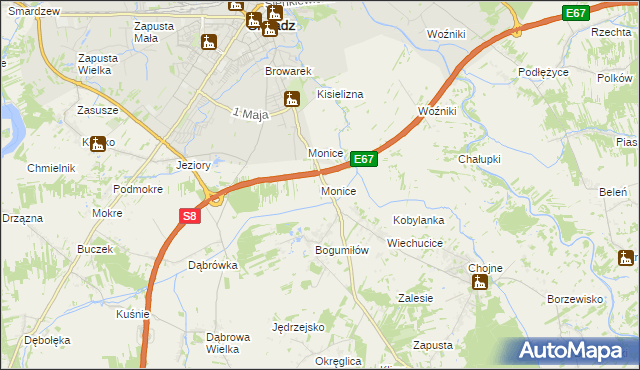 mapa Monice, Monice na mapie Targeo