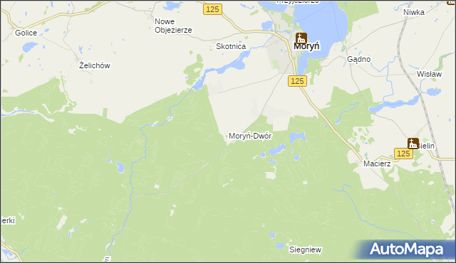 mapa Moryń-Dwór, Moryń-Dwór na mapie Targeo