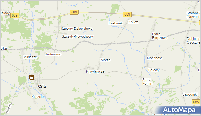 mapa Morze gmina Czyże, Morze gmina Czyże na mapie Targeo