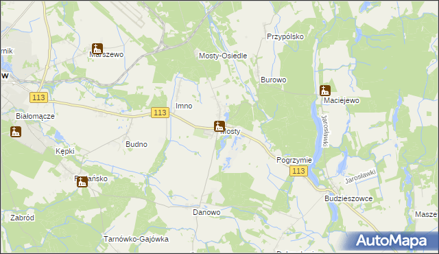 mapa Mosty gmina Goleniów, Mosty gmina Goleniów na mapie Targeo