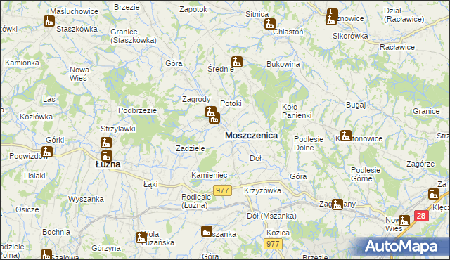 mapa Moszczenica powiat gorlicki, Moszczenica powiat gorlicki na mapie Targeo