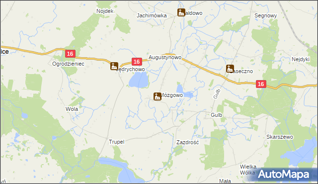 mapa Mózgowo, Mózgowo na mapie Targeo
