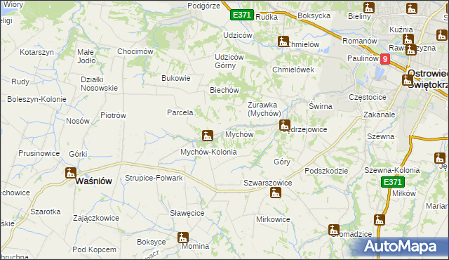 mapa Mychów, Mychów na mapie Targeo