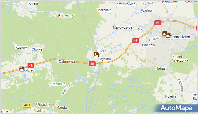 mapa Myślina, Myślina na mapie Targeo