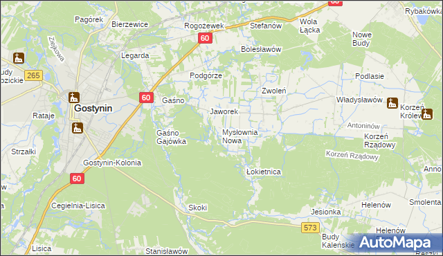mapa Mysłownia Nowa, Mysłownia Nowa na mapie Targeo