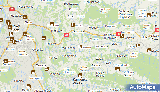 mapa Mystków, Mystków na mapie Targeo
