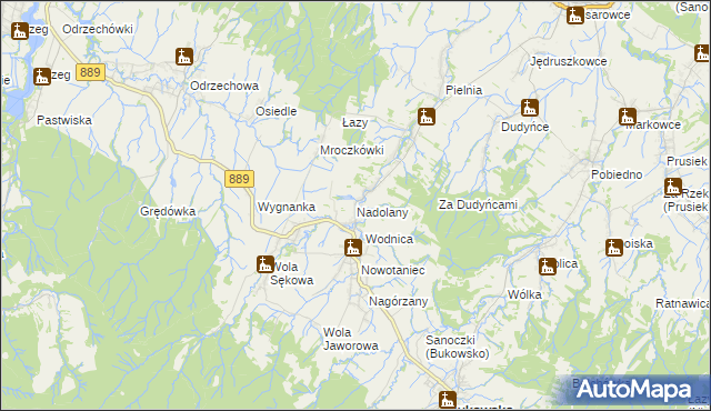 mapa Nadolany, Nadolany na mapie Targeo