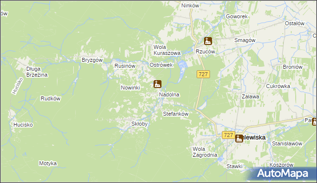 mapa Nadolna gmina Chlewiska, Nadolna gmina Chlewiska na mapie Targeo