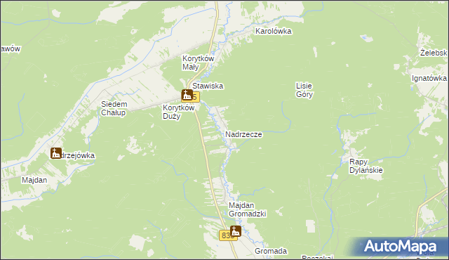mapa Nadrzecze gmina Biłgoraj, Nadrzecze gmina Biłgoraj na mapie Targeo