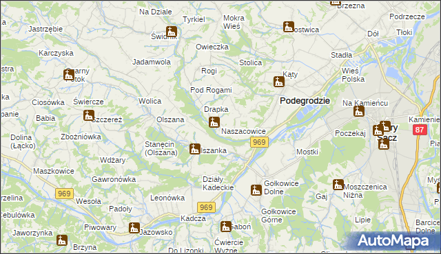 mapa Naszacowice, Naszacowice na mapie Targeo
