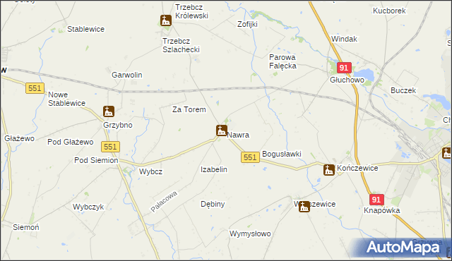 mapa Nawra gmina Chełmża, Nawra gmina Chełmża na mapie Targeo
