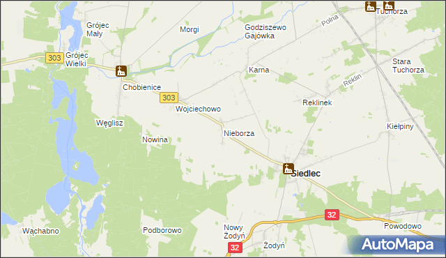 mapa Nieborza, Nieborza na mapie Targeo