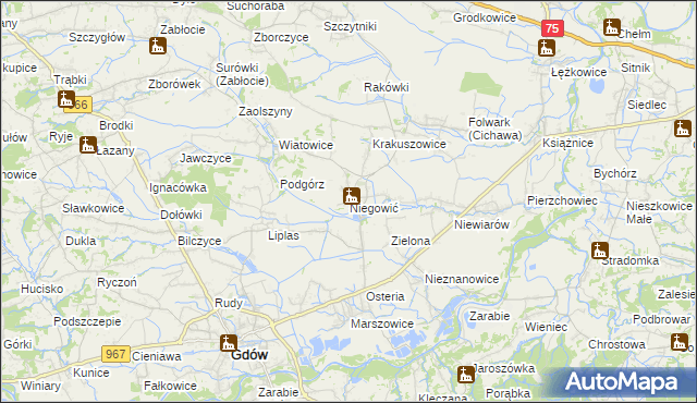mapa Niegowić, Niegowić na mapie Targeo