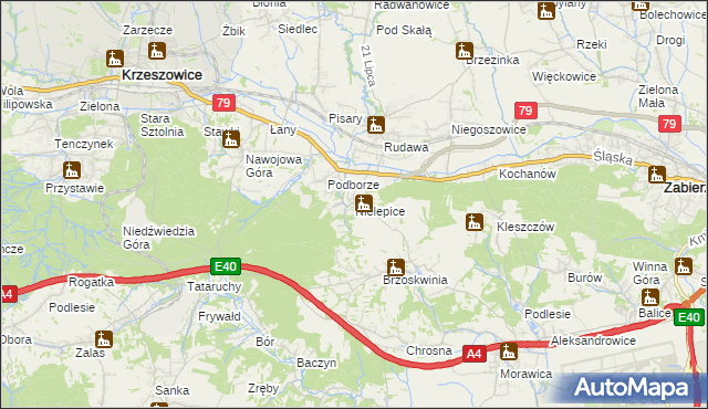 mapa Nielepice, Nielepice na mapie Targeo