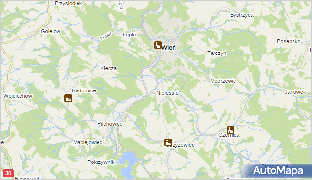 mapa Nielestno, Nielestno na mapie Targeo