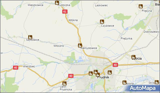 mapa Niemysłowice, Niemysłowice na mapie Targeo