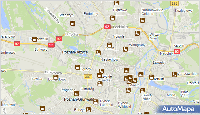 mapa Niestachów gmina Poznań, Niestachów gmina Poznań na mapie Targeo
