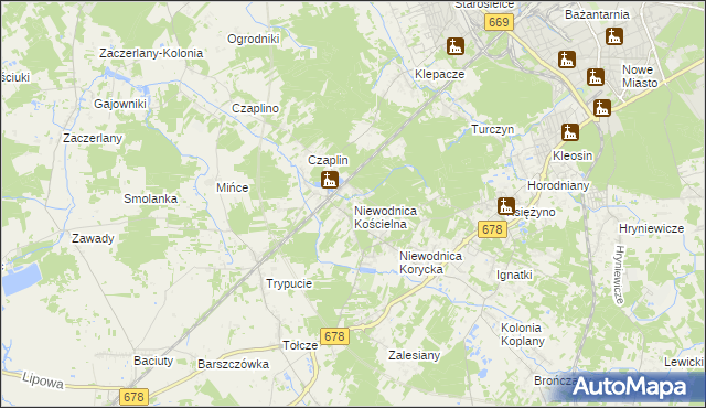 mapa Niewodnica Kościelna, Niewodnica Kościelna na mapie Targeo