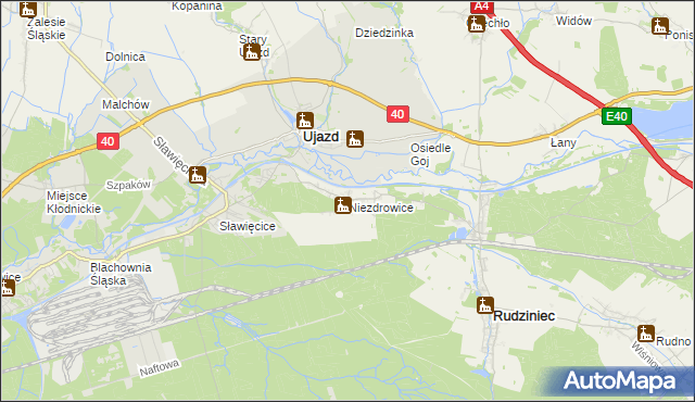 mapa Niezdrowice, Niezdrowice na mapie Targeo