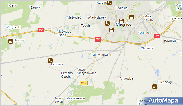 mapa Nieżychowice, Nieżychowice na mapie Targeo