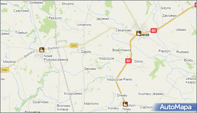 mapa Niszczyce, Niszczyce na mapie Targeo