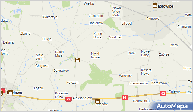 mapa Niwki gmina Chodów, Niwki gmina Chodów na mapie Targeo