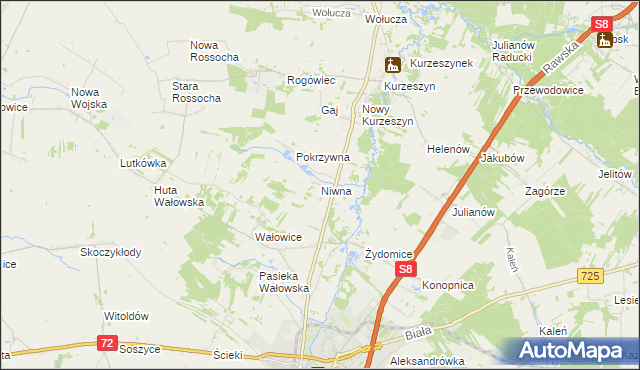 mapa Niwna, Niwna na mapie Targeo