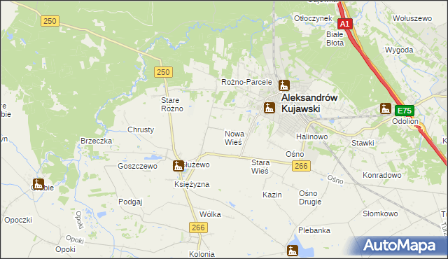 mapa Nowa Wieś gmina Aleksandrów Kujawski, Nowa Wieś gmina Aleksandrów Kujawski na mapie Targeo