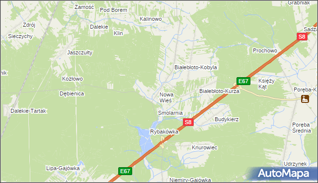 mapa Nowa Wieś gmina Brańszczyk, Nowa Wieś gmina Brańszczyk na mapie Targeo