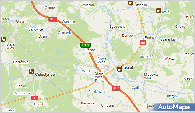 mapa Nowa Wieś gmina Kołbiel, Nowa Wieś gmina Kołbiel na mapie Targeo